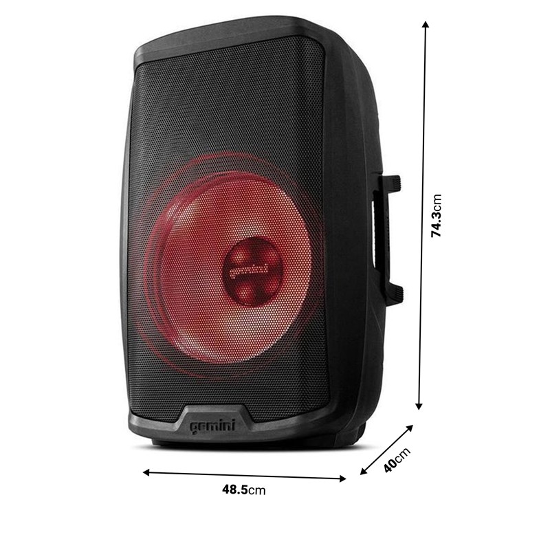 Pack enceinte active 15" 2000W LED Bluetooth -DIMENSIONS