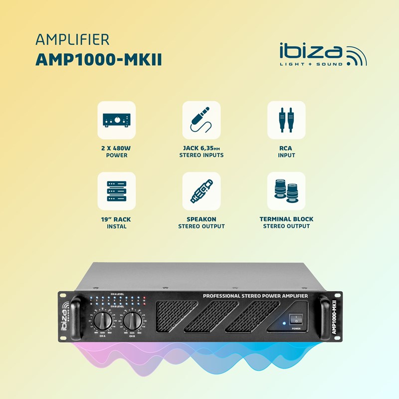 Amplificateur sono 2 x 800W - Format rack 2U caractéristiques