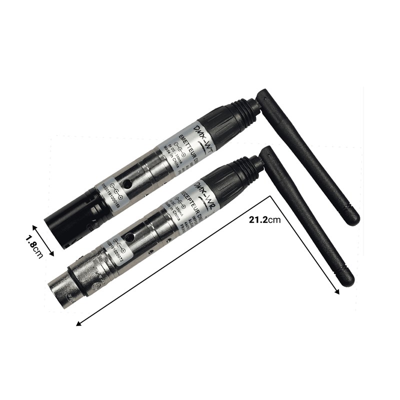 Pack Emetteur Récepteur DMX Sans-Fil dimensions