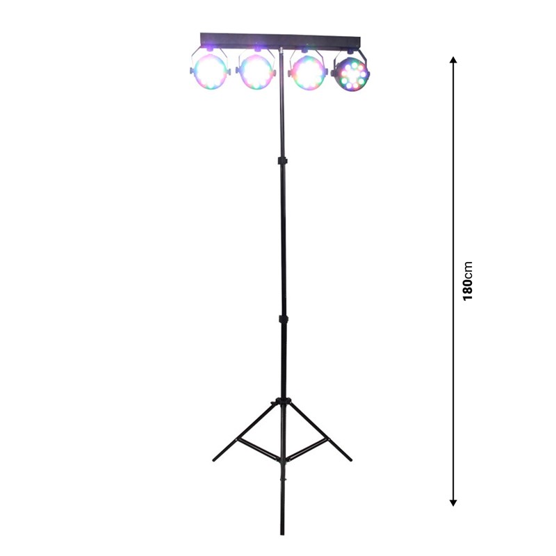 Support lumière 4 projecteurs PAR 12x1W RGB BOOST-LIGHT70 dimensions
