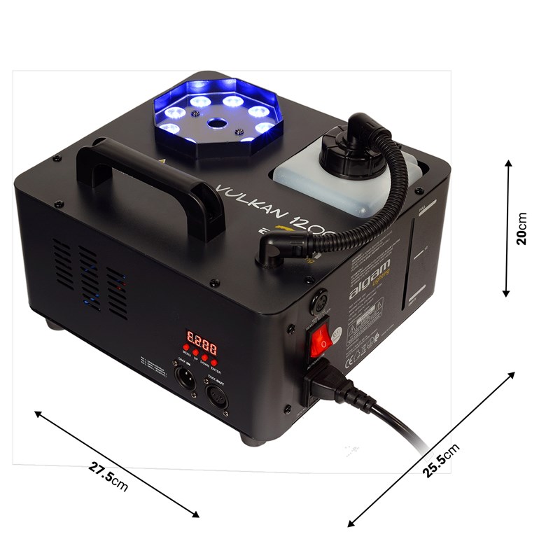 Geyser effet CO2 LED 1200W - DMX - télécommande incluse - dimension