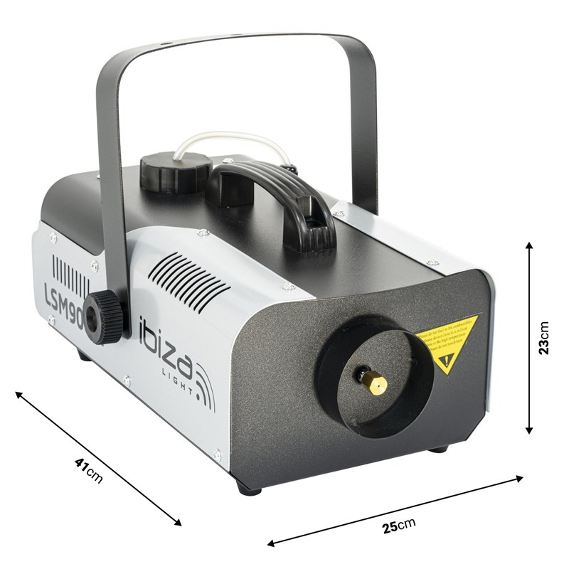 Machine à fumée 900W avec télécommandes filaire/HF - dimensions