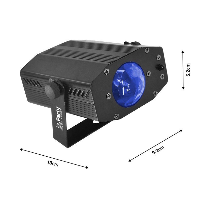Effet lumière Waterwave LED RGB 3W - PARTY-MINIWAVE dimensions