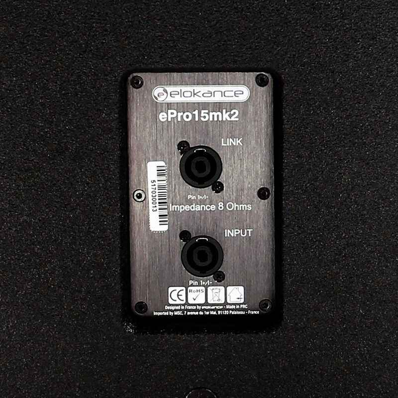 Enceinte passive 2 voies 38 cm - 400W RMS - M10 & BF/HF - Elokance - E Pro 15 mk2 connectiques