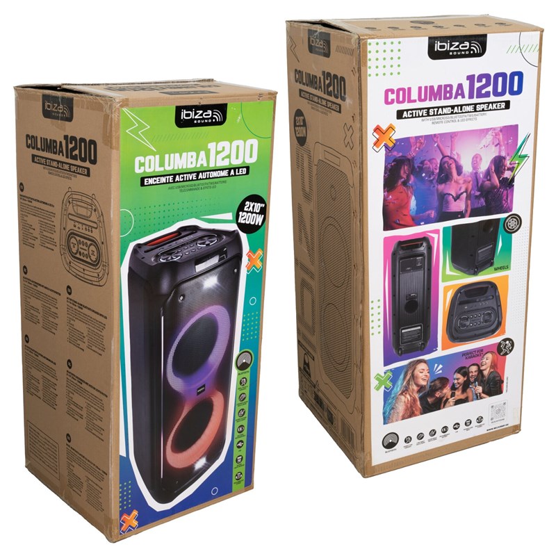 Enceinte Active Bluetooth 1200W - 2 Effets Rotatif