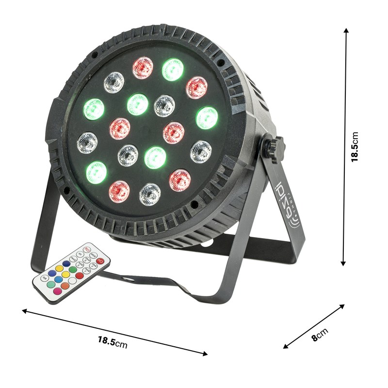 Projecteur PAR - 18 LED RVB 1W - DIMENSIONS